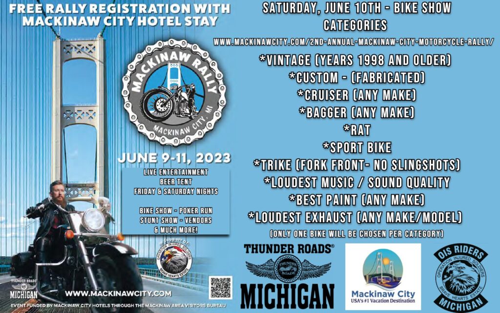 3rd Annual Mackinaw Rally Bike Show – Hosted by Thunder Roads Michigan Magazine